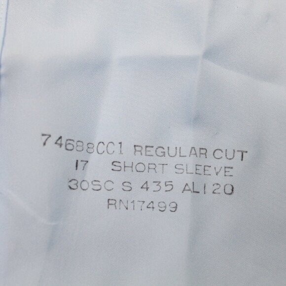 Vintage Sears Dress Shirt Mens 17 Blue Perma Prest Ultressa Polyester S/S Button - Picture 5 of 12